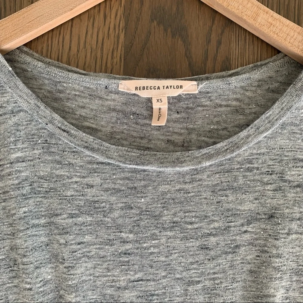 Rebecca Taylor Linen Jersey Tiered Gray Ruffle Dress Heather Grey Extra Small